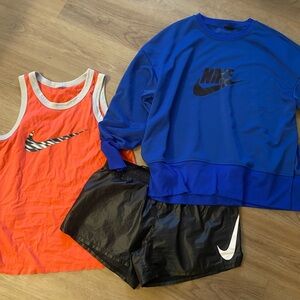 Nike Royal Blue Sweatshirt & Orange Tank Top Set